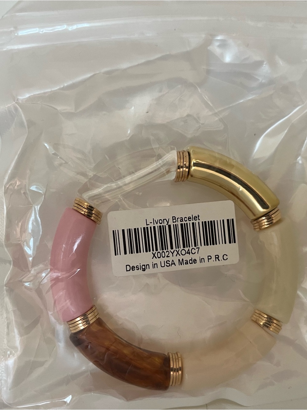 Amazon Ivory, Pink, Tortoiseshell and Gold Women’s Bracelet